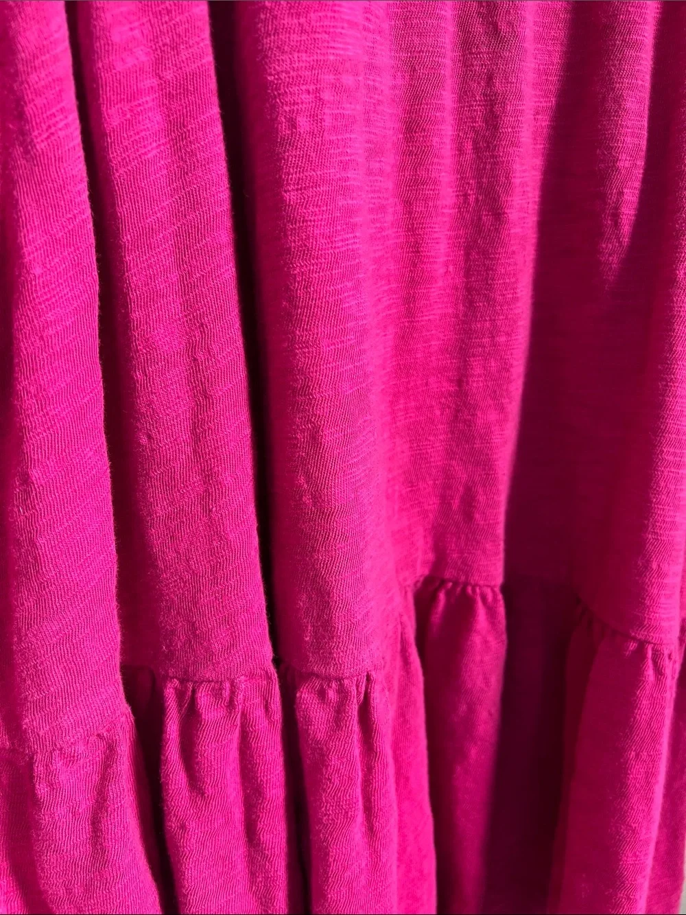 LOFT | Women’s Bright Fuchsia Ruffle Cap Sleeve 100% Cotton Summer Dress Size M - Picture 7 of 17